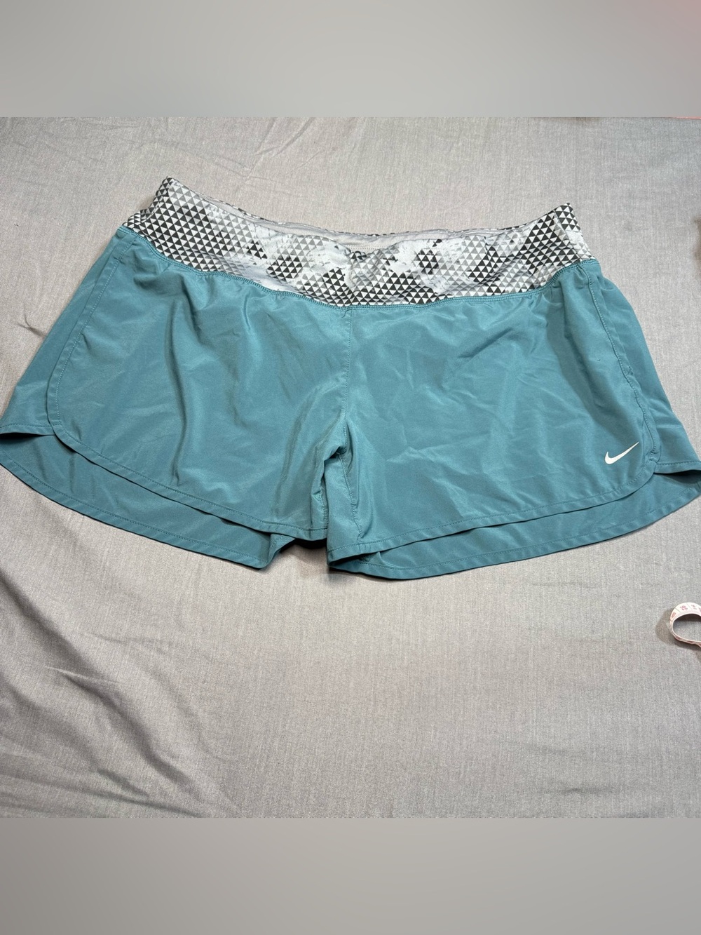 Nike Women's Teal Running Shorts with Patterned Waistband